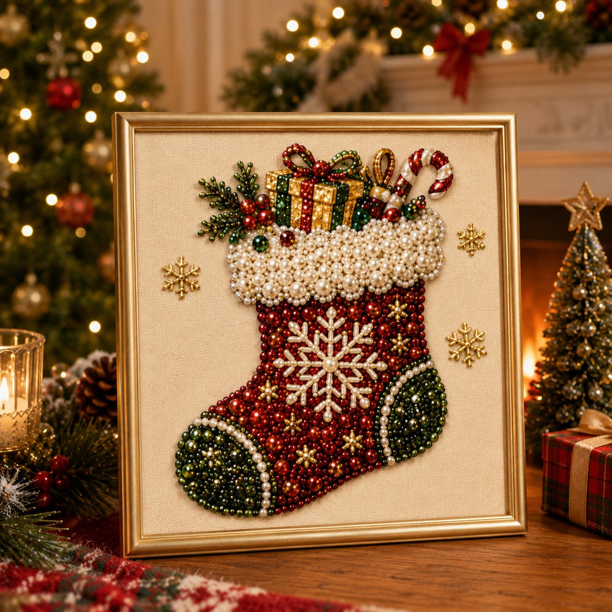 Glimmerwick – 5-Design Christmas Bead Art Kit with Frame + 50% OFF