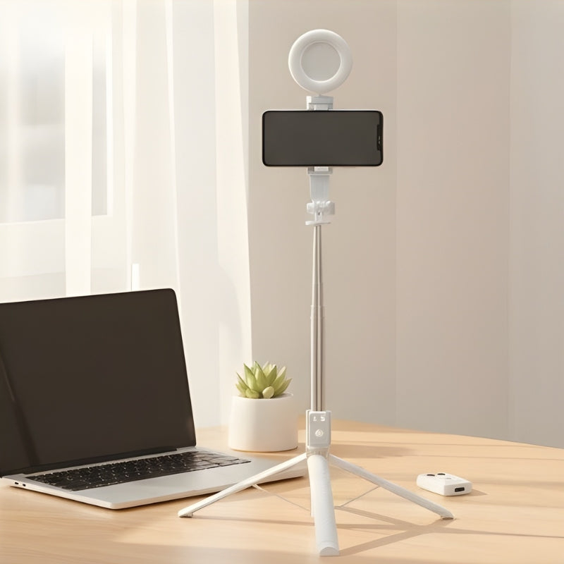Framecast™ All-in-One Selfie Stick Tripod with Fill Light & Bluetooth Remote - 50% OFF