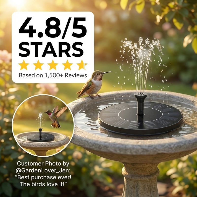 SunPerch™ – Solar Floating Fountain Pump for Bird Baths & Garden Ponds + 50% OFF