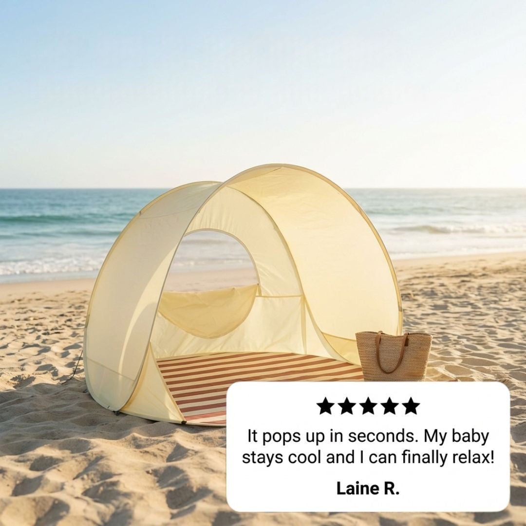 Shorecove™ – Pop-Up Beach Tent with UPF 50+ Sun Protection & 360° Airflow + 50% OFF