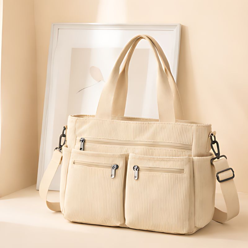 Tuckwell™ – Corduroy Multi-Pocket Tote Bag with Crossbody Strap + 50% OFF