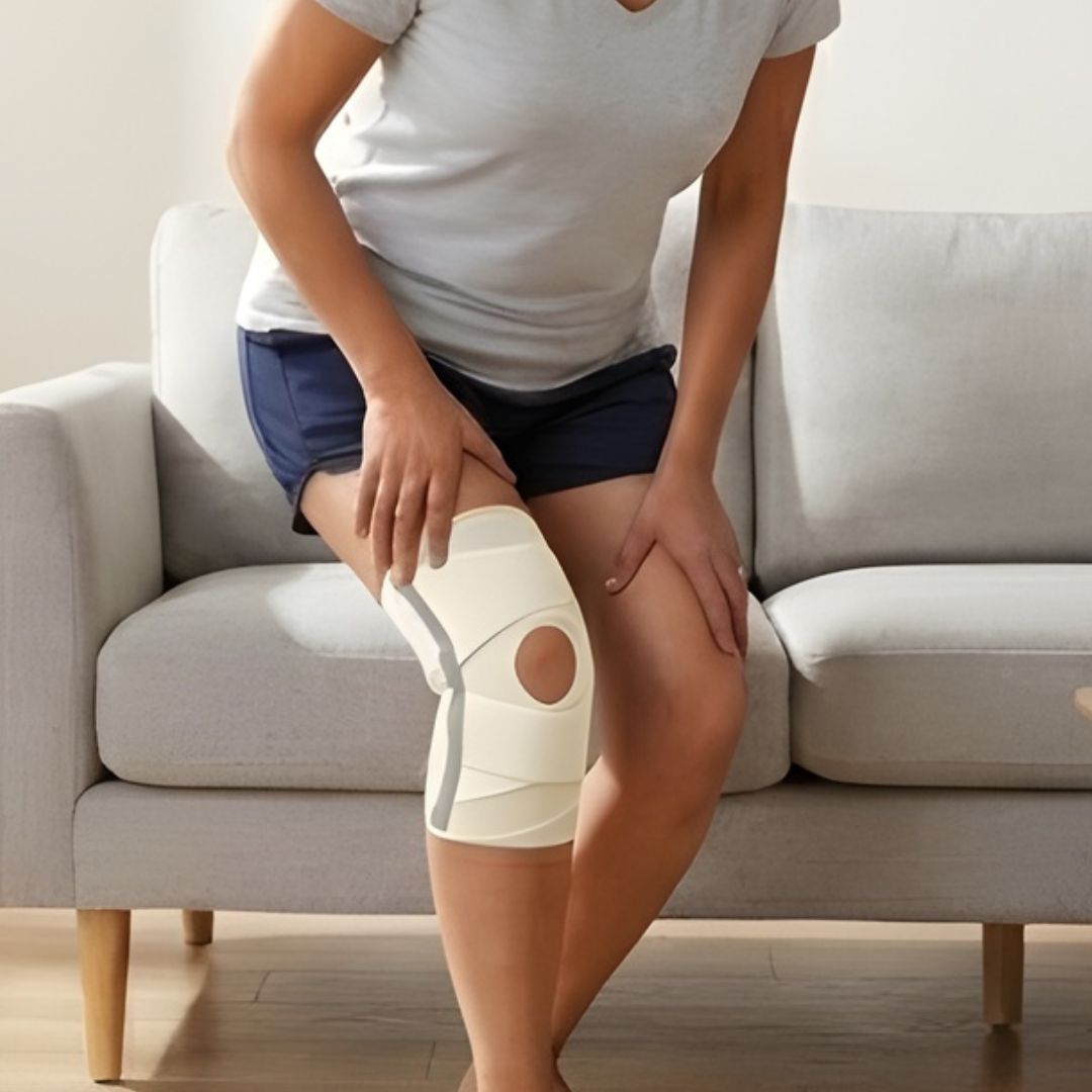 FlexAnchor™ – Open-Patella Knee Brace with V-Strap Support & Spring Stabilizers + 50% OFF