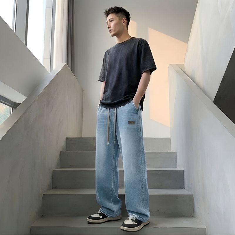 Cresvik™ – Wide-Leg Drawstring Baggy Jeans for Men + 50% OFF