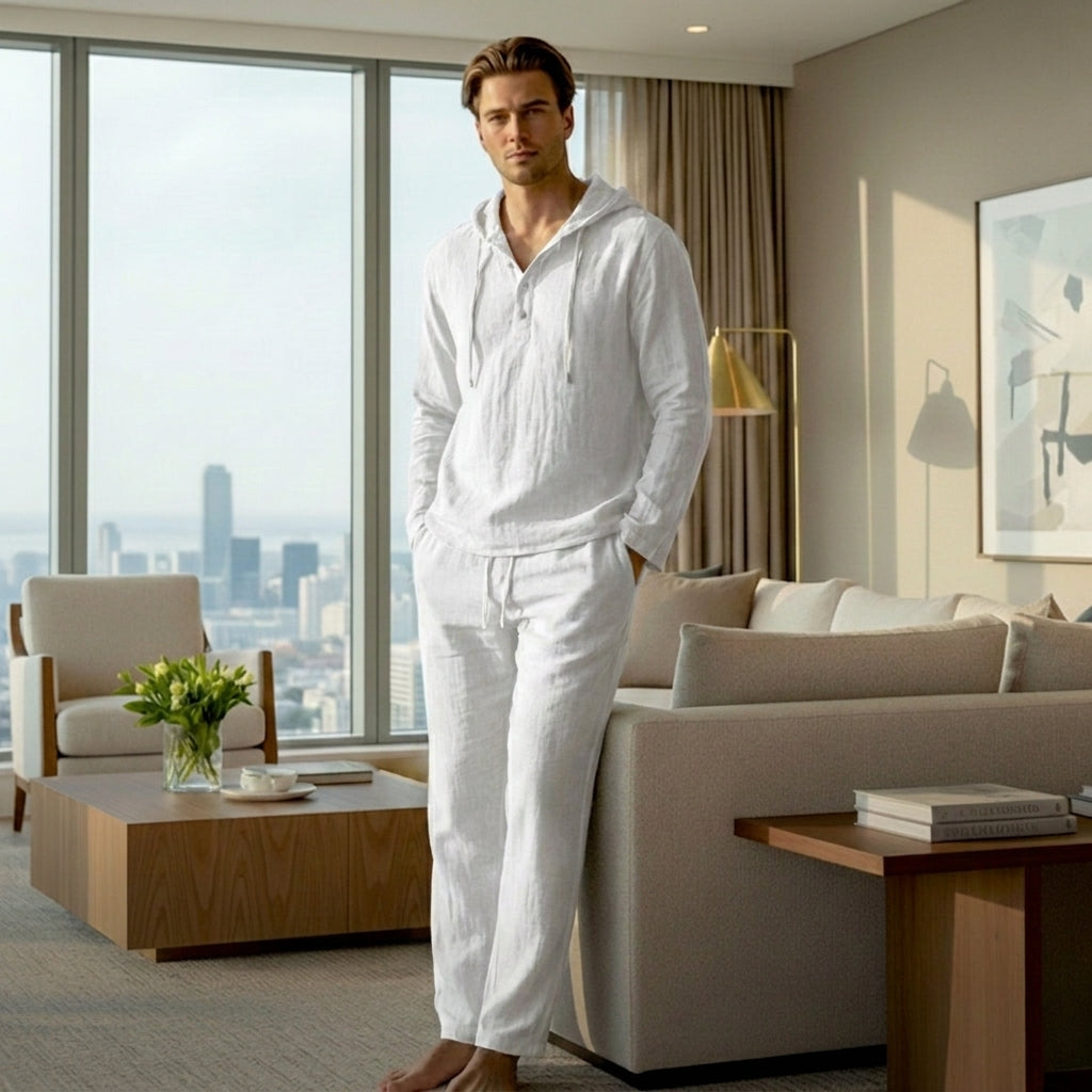 Flaxen™ – Soft Linen-Cotton Hoodie & Pants Men's 2-Piece Set + 50% OFF