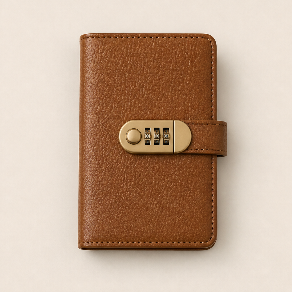 Vaultara – Combination Lock A6 Savings Notebook + 50% OFF Brown