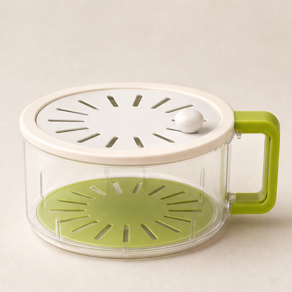 Crispwell – 2-in-1 Draining Basket with Lid Fridge Organiser + 50% OFF Green