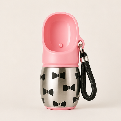Wagcanter – Leak-Proof 2-in-1 Bowl & Bottle for Dogs Pink