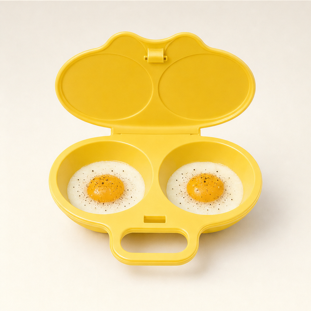Yolkery – 2-Minute No-Mess Microwave Egg Poacher with Splash-Proof Lid + 1+ 1 FREE Yellow