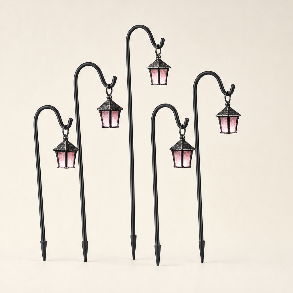 Lumenholm – Glow-in-the-Dark Hand-Painted Resin Lantern Plant Stakes + 50% OFF Pink