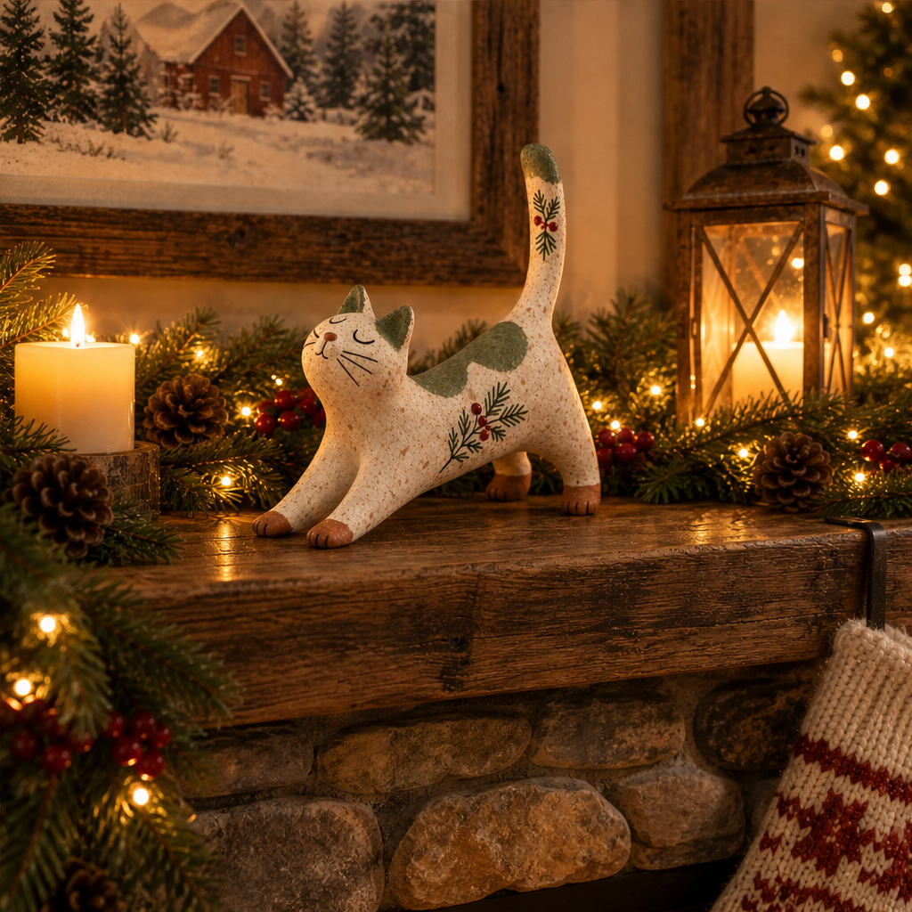 Thistlewick – Hand-Painted Stoneware Stretching Cat Figurine + 50 % OFF lifestyle