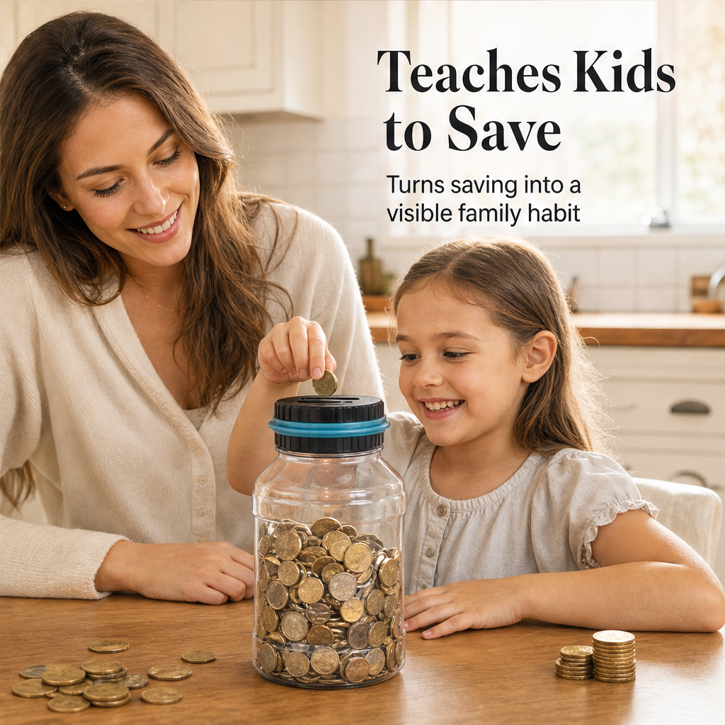 CoinTally – Automatic LCD Coin Counting Savings Jar, 1.8L + 50% OFF features