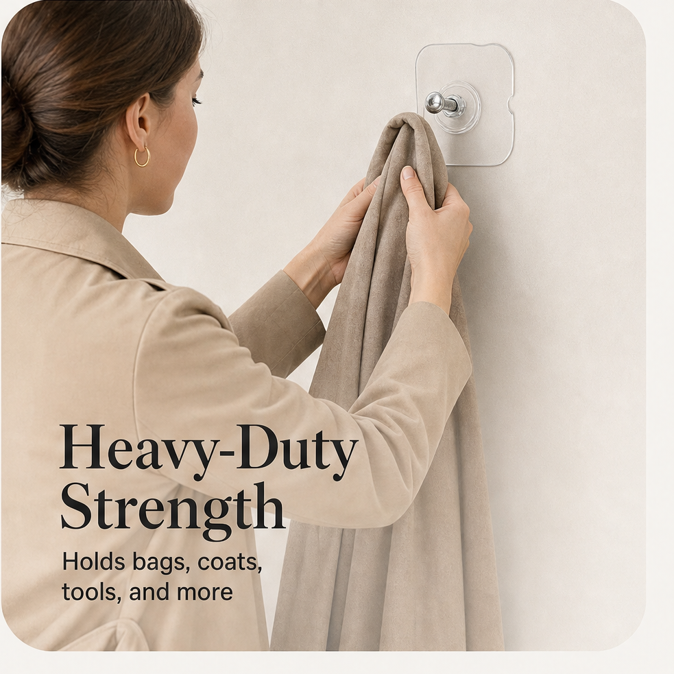 Griplume – No-Drill Heavy-Duty Adhesive Wall Hooks (4-Pack) + 50% OFF features
