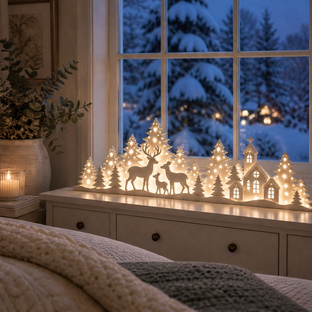 Glowmere – Light-Up Deer & Village Scene 2-Piece Window Decor + 50% OFF lifestyle