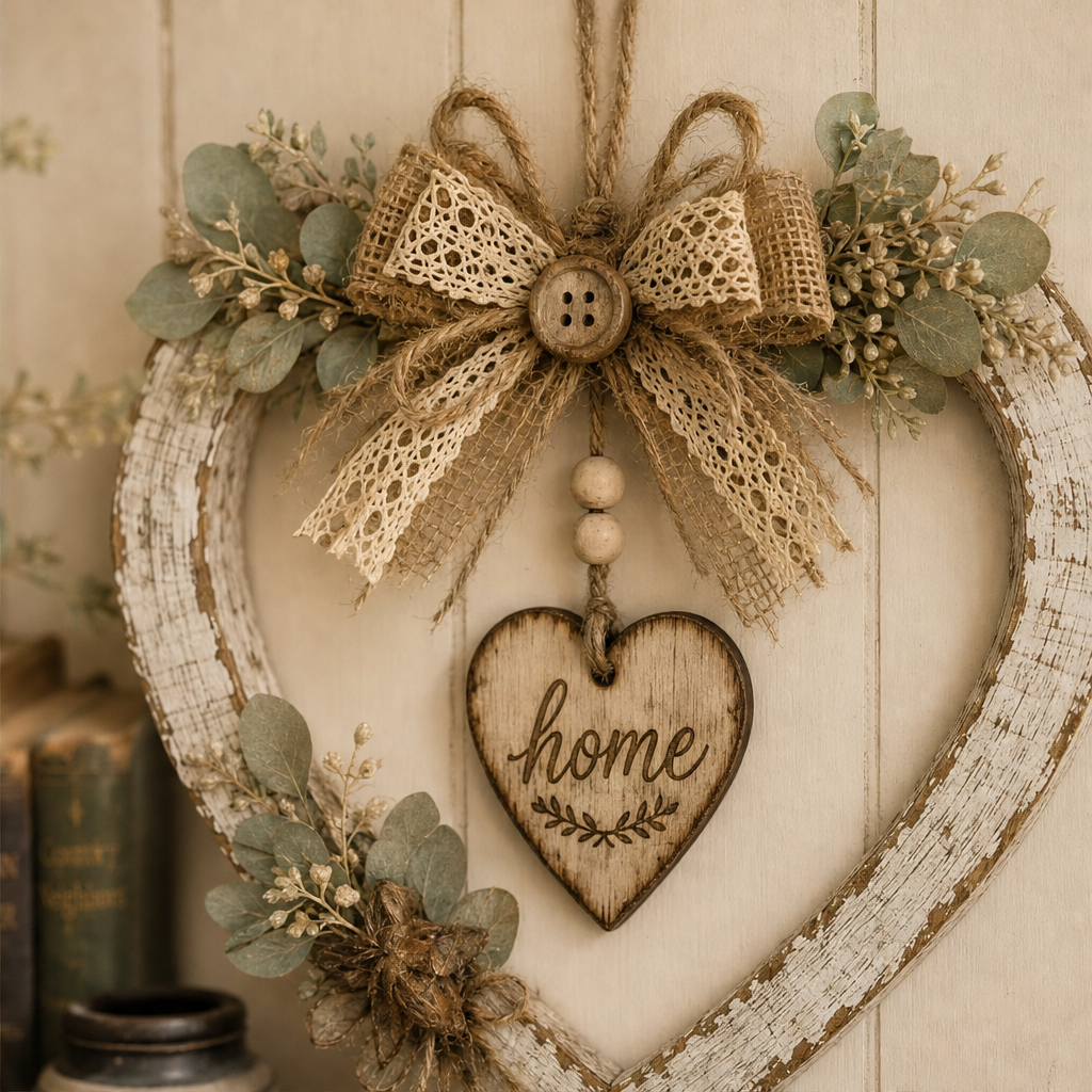 Homestead & Twine – Ready-to-Hang Rustic Heart Wreath Wall Decor lifestyle