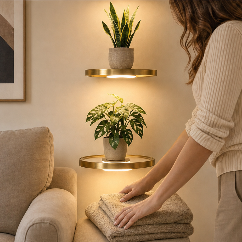 Gildglow – Floating LED Shelf with Warm Plant Lighting + 50% OFF lifestyle
