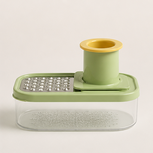 Grovena – 3-in-1 Slice, Shred & Mash Mandoline Slicer with Container Green