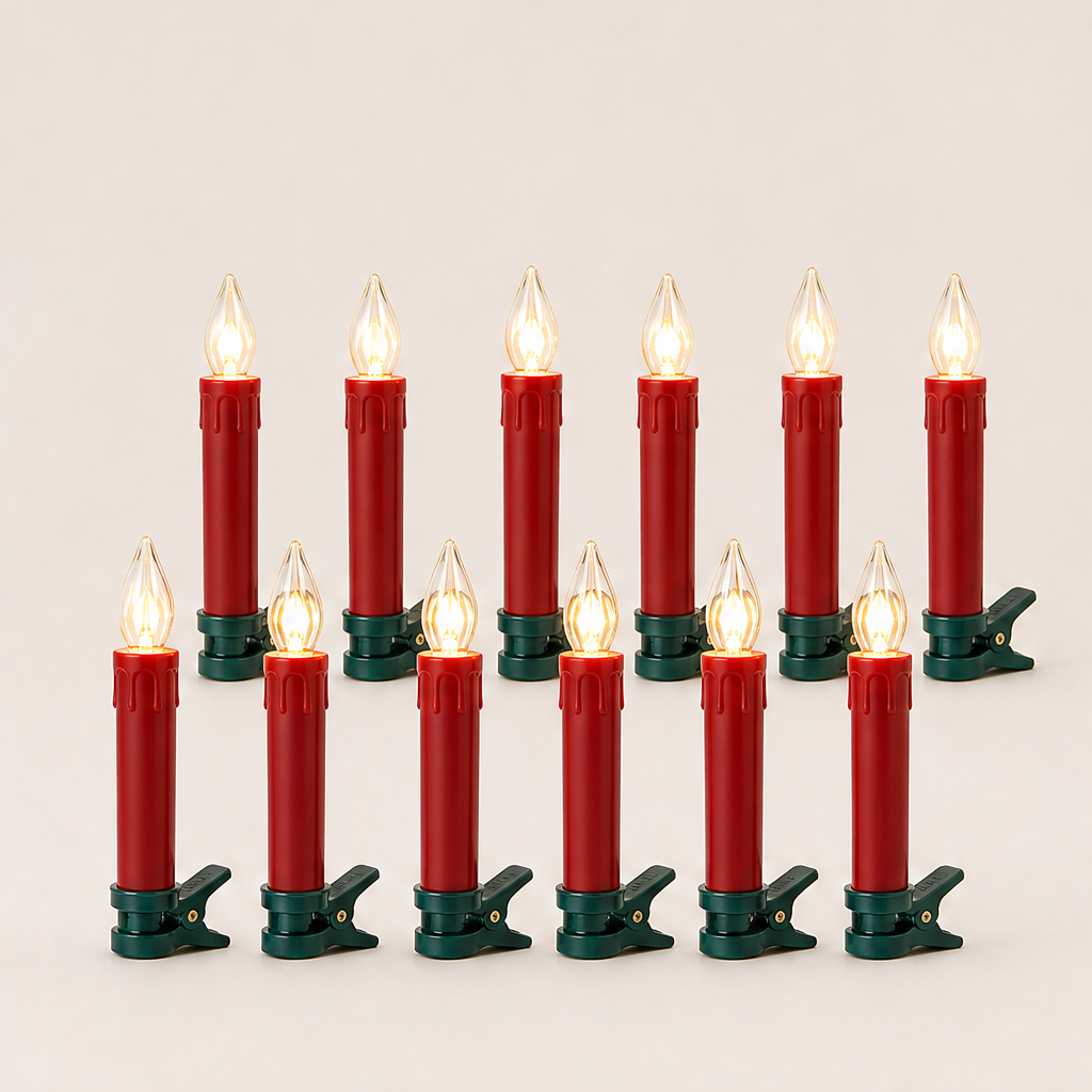 Hearthglow – Remote Control Flameless LED Christmas Candle Clip Lights + 50% OFF Red