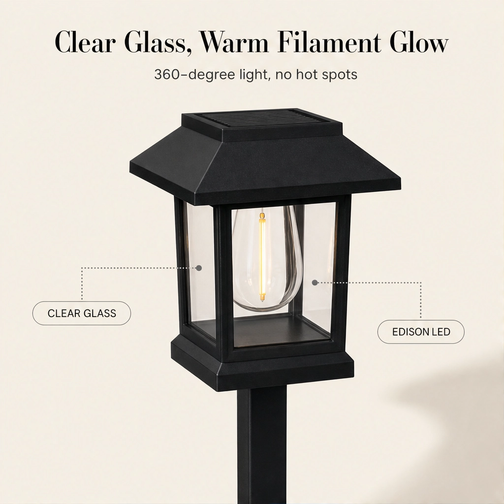 Lanthorne™ – Solar-Powered Vintage Lantern Pathway Light, Warm-Glow Filament Bulb, Weatherproof Garden Stake + 50% OFF