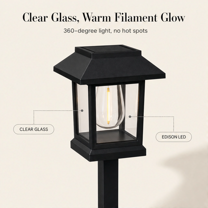 Lanthorne™ – Solar-Powered Vintage Lantern Pathway Light, Warm-Glow Filament Bulb, Weatherproof Garden Stake + 50% OFF