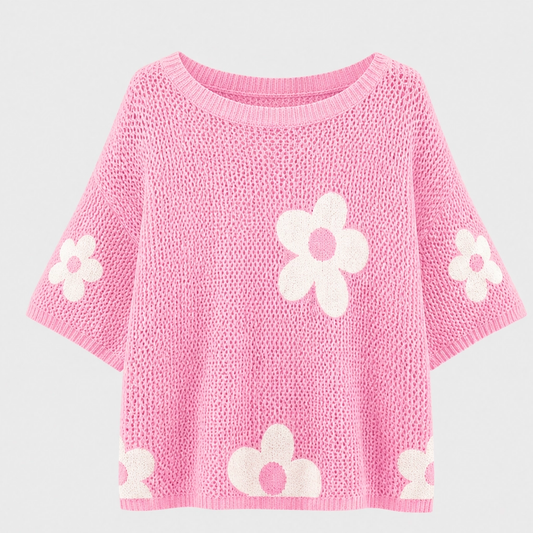 Sundael™ – Oversized Floral Crochet Knit Top + 50% OFF