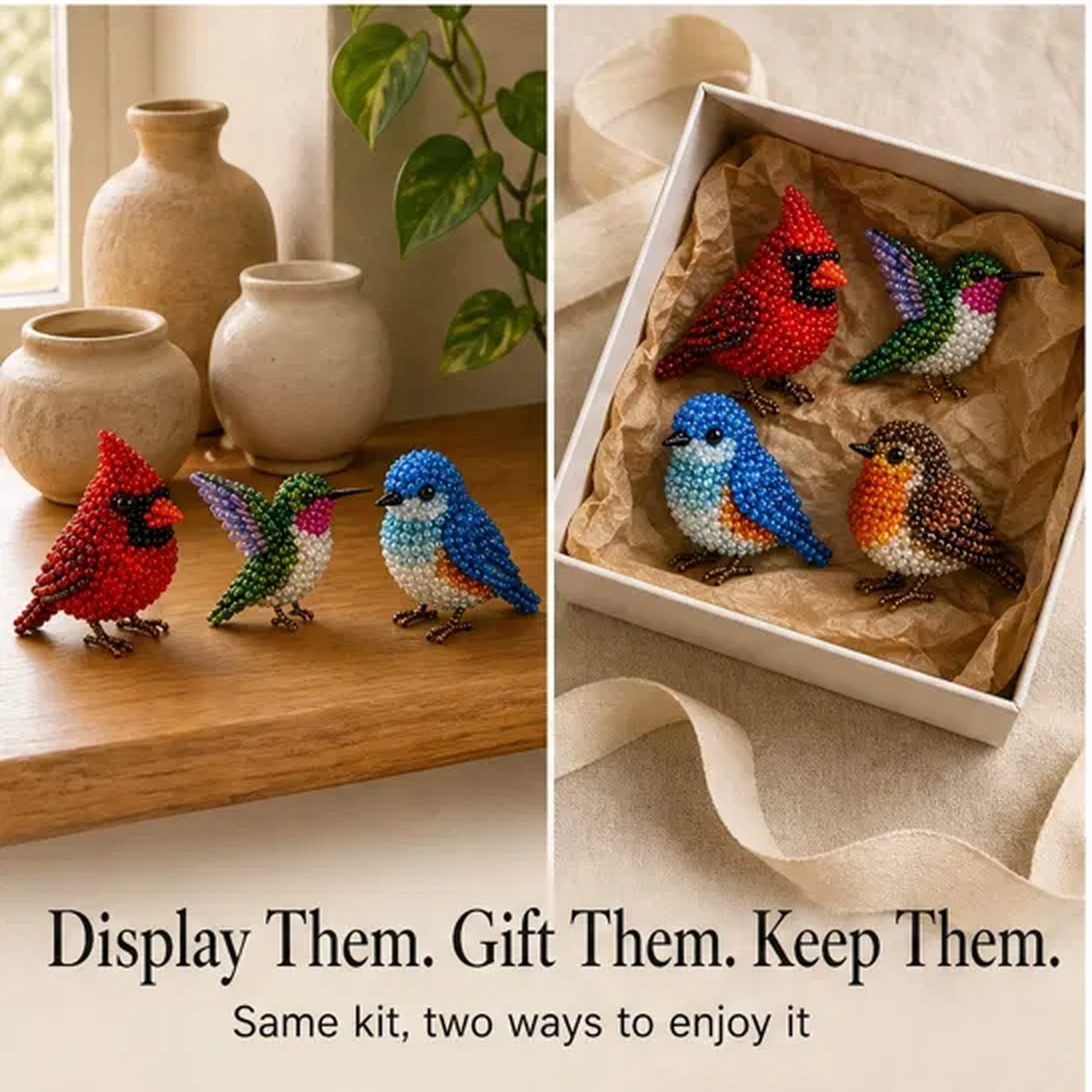 Perchcraft™ – 3D Beaded Bird DIY Kit | 4-Piece Beginner-Friendly Craft Set + 50% OFF
