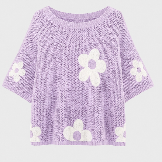 Sundael™ – Oversized Floral Crochet Knit Top + 50% OFF