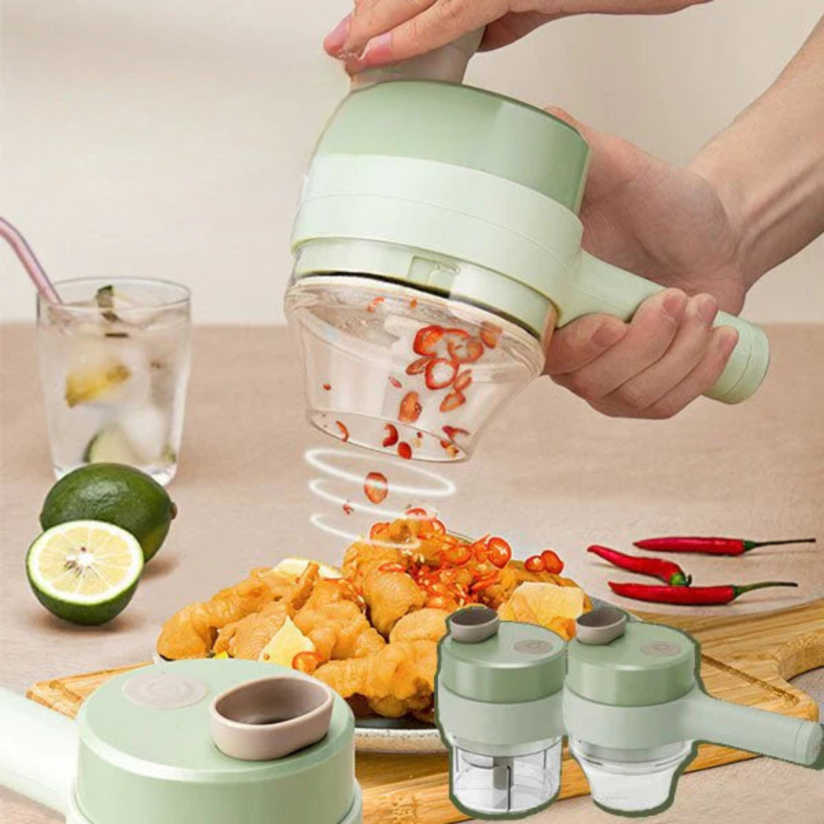 The KitchenFlow 4-in-1 Chopper - Electric Chopping, Slicing, and Grinding + 50% OFF