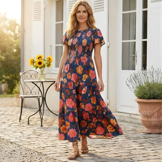 Billow™ – Smocked Waist Floral Flowy Maxi Dress + 50% OFF