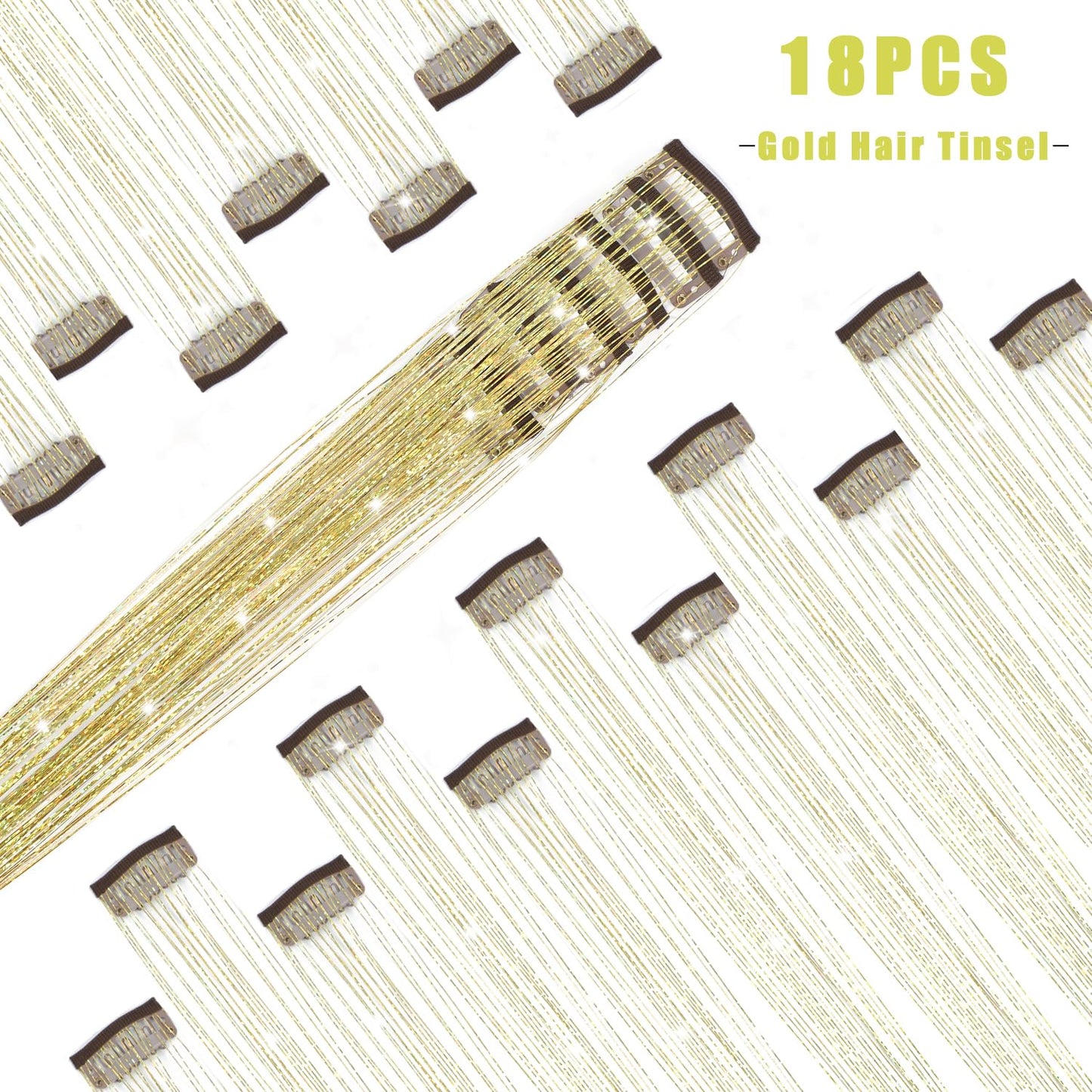 The AuraTinsel Clip-In Highlights - Instant Sparkling, No Chemical Dye, and Reusable + 50% OFF