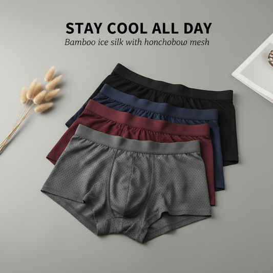 Brixon™ – Bamboo Ice Silk Boxer Briefs with Honeycomb Ventilation | 4-Pack + 50% OFF