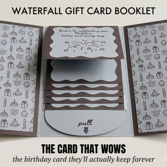 Bloomfold™ – Personalized Waterfall Birthday Gift Card Booklet, 4 Slots, Group Gift Ready + 1+ 2 FREE
