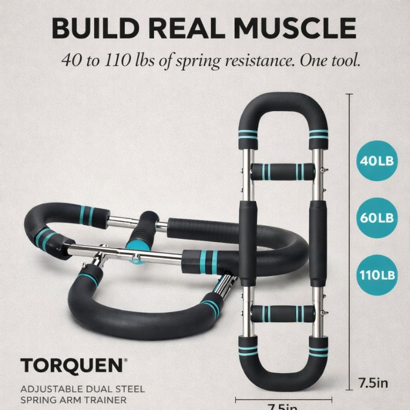 Torquen™ – Adjustable 40–110 LB Spring Resistance Upper Body Trainer + 50% OFF