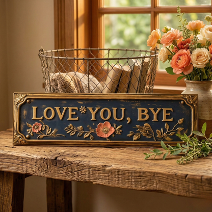 Hearthwick™ – Vintage Floral "Love You, Bye" Metal Wall Sign + 50% OFF
