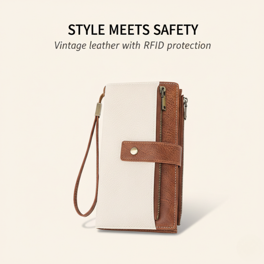 Tannfield™ – RFID-Blocking Vintage Two-Tone Leather Wristlet Wallet + 50% OFF
