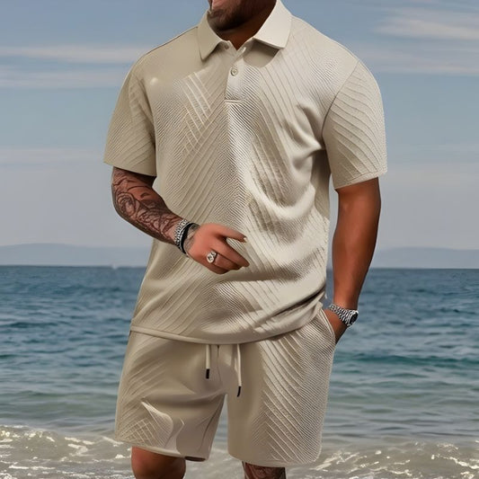 Helmshore™ – Diamond Weave Polo & Shorts Men's 2-Piece Set + 50% OFF