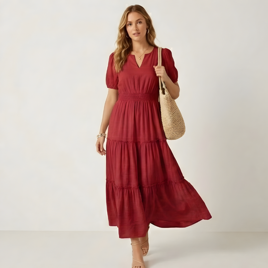 Corsana™ – Tiered Ruffle Lined Maxi Dress with Pockets + 50% OFF