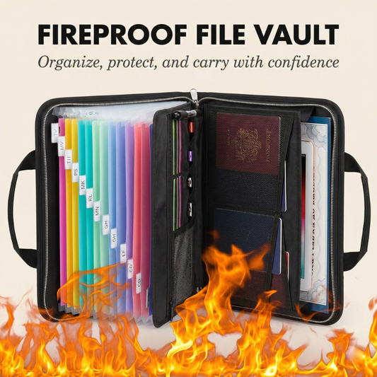 Bastion™ – Fireproof Waterproof Accordion File Organizer with Lock & Handle + 50 % OFF