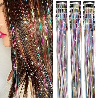 The AuraTinsel Clip-In Highlights - Instant Sparkling, No Chemical Dye, and Reusable + 50% OFF
