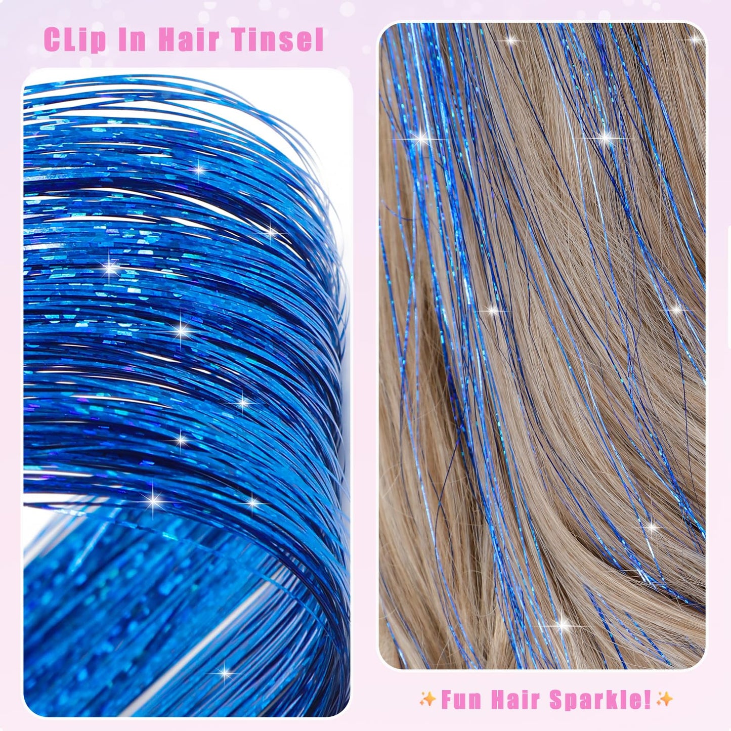 The AuraTinsel Clip-In Highlights - Instant Sparkling, No Chemical Dye, and Reusable + 50% OFF