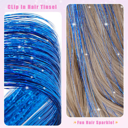 The AuraTinsel Clip-In Highlights - Instant Sparkling, No Chemical Dye, and Reusable + 50% OFF
