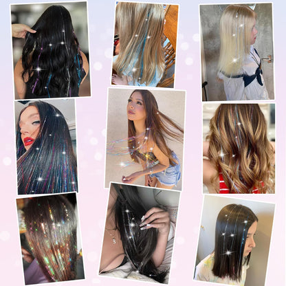 The AuraTinsel Clip-In Highlights - Instant Sparkling, No Chemical Dye, and Reusable + 50% OFF