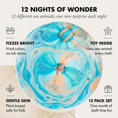 Coralbloom™ – Kids Bath Bomb Gift Set with Surprise Sea Animal Toys, 12-Pack + 50% OFF
