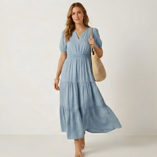 Corsana™ – Tiered Ruffle Lined Maxi Dress with Pockets + 50% OFF