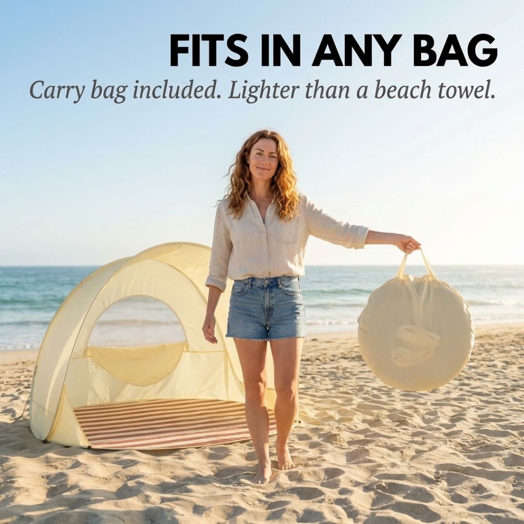 Shorecove™ – Pop-Up Beach Tent with UPF 50+ Sun Protection & 360° Airflow + 50% OFF
