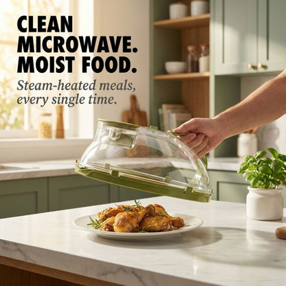 Steamwell™ – Microwave Cover with Water Steamer, Vent & Handle + 50% OFF