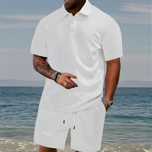 Helmshore™ – Diamond Weave Polo & Shorts Men's 2-Piece Set + 50% OFF