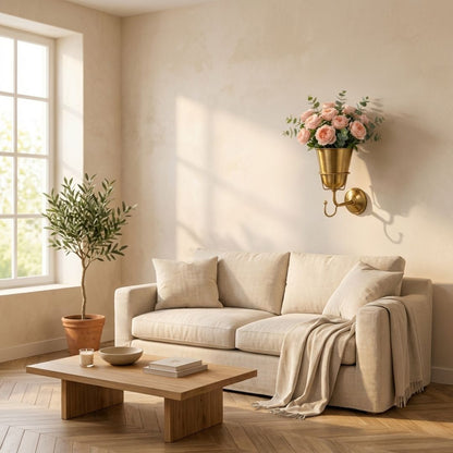Patina™ – Vintage Brass Wall-Mounted Flower Vase with Hook + 50% OFF