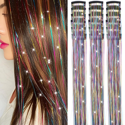 The AuraTinsel Clip-In Highlights - Instant Sparkling, No Chemical Dye, and Reusable + 50% OFF