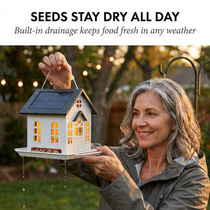 Emberwick™ – Solar House Bird Feeder with Auto Glow Light, All-Metal, 32 oz + 50% OFF