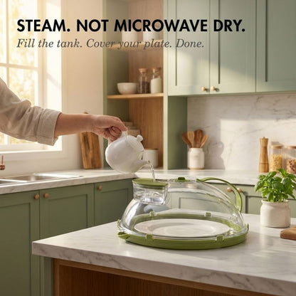 Steamwell™ – Microwave Cover with Water Steamer, Vent & Handle + 50% OFF